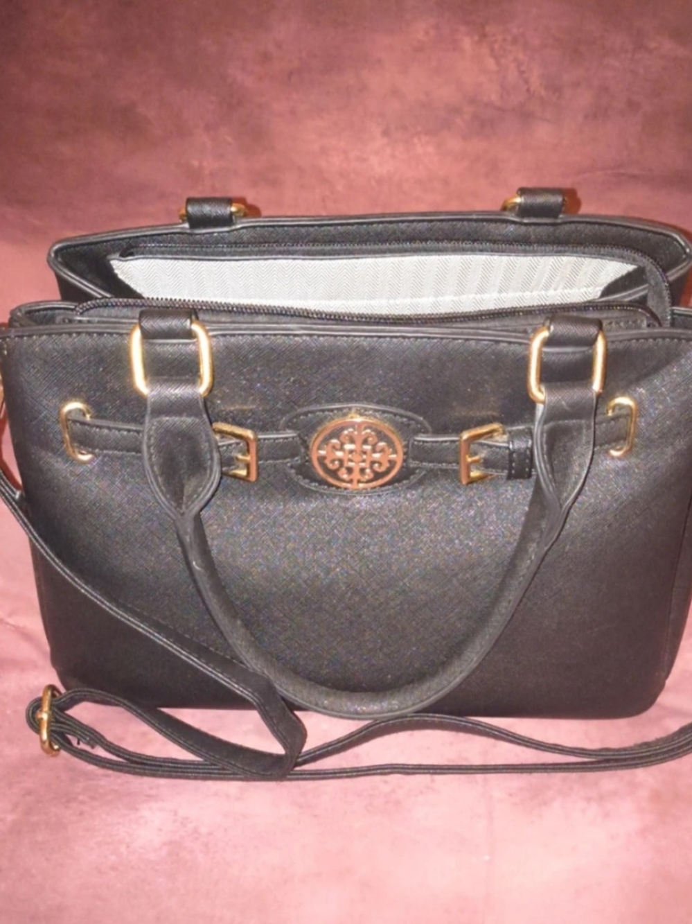 Classic Black Tote Bag with Gold Accents